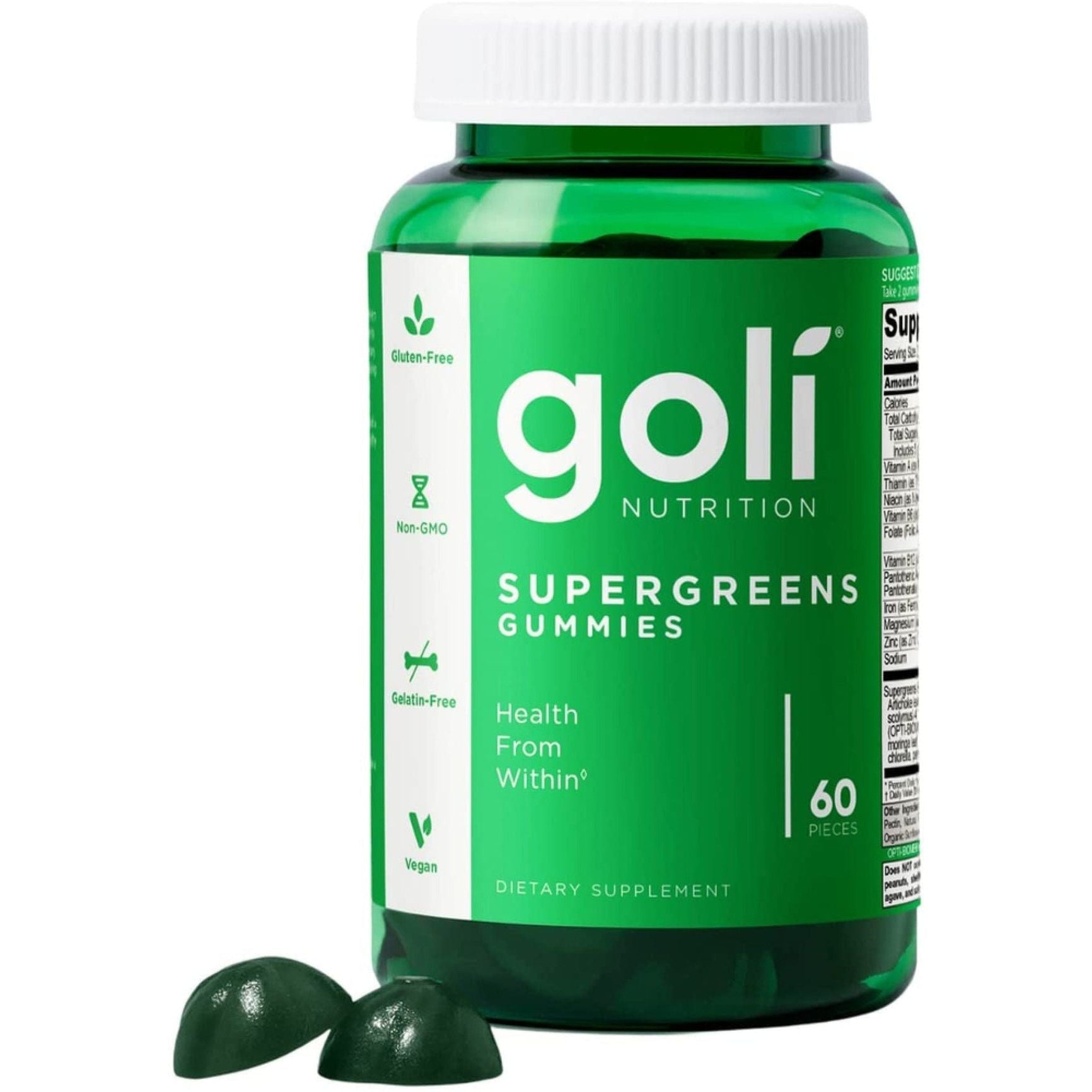 Vegan Supergreens Gummies with Probiotics & Essential Vitamins (60 ct)