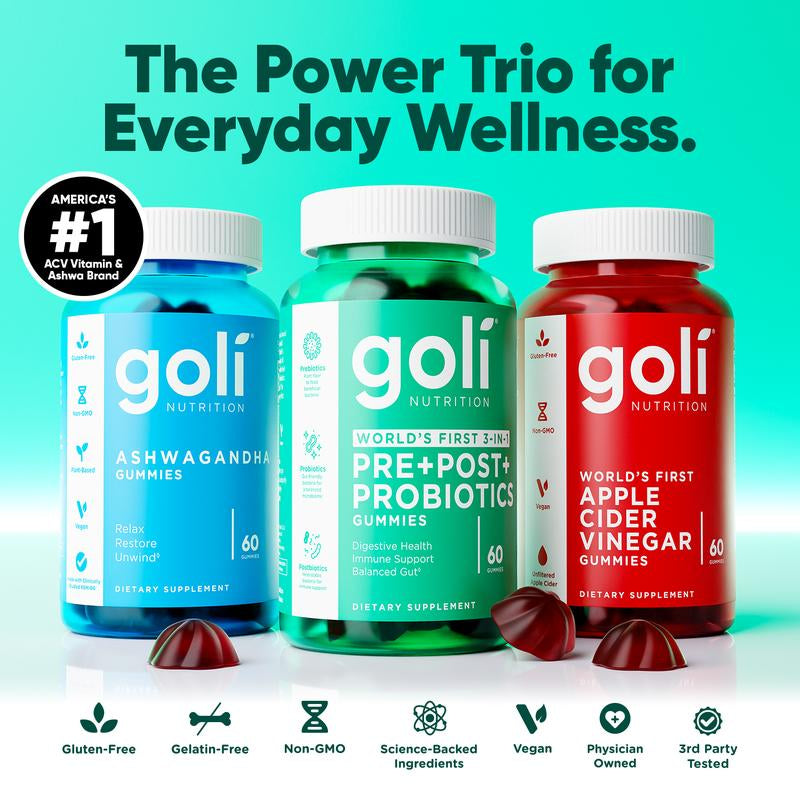 Ultimate Power Wellness Trio: 3-in-1 Gummies for Stress Relief, Gut Health & Immune Support — Vegan, Gluten-Free & Non-GMO